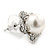 Prom/ Teen Simulated Glass Pearl, Crystal 'Daisy' Stud Earrings In Rhodium Plating - 15mm Diameter - view 7