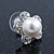 Prom/ Teen Simulated Glass Pearl, Crystal 'Daisy' Stud Earrings In Rhodium Plating - 15mm Diameter - view 3