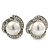 Bridal Diamante White Glass Peal Clip On Earrings In Rhodium Plating - 23mm Diameter