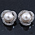 Bridal Diamante White Glass Peal Clip On Earrings In Rhodium Plating - 23mm Diameter - view 8