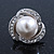 Bridal Diamante White Glass Peal Clip On Earrings In Rhodium Plating - 23mm Diameter - view 5