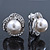 Bridal Diamante White Glass Peal Clip On Earrings In Rhodium Plating - 23mm Diameter - view 2