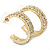 Medium Two Row Crystal Hoop Earring In Gold Plating - 30mm Diameter - view 4