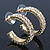 Medium Two Row Crystal Hoop Earring In Gold Plating - 30mm Diameter
