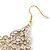 Bridal Clear Crystal, Simulated Glass Pearl Chandelier Earrings In Gold Plating - 75mm Length - view 5