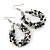 Handmade Glass Bead Oval Drop Earrings In Silver Tone (Black, Hematite, White, Transparent) - 60mm Length - view 2