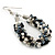 Handmade Glass Bead Oval Drop Earrings In Silver Tone (Black, Hematite, White, Transparent) - 60mm Length - view 3