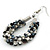Handmade Glass Bead Oval Drop Earrings In Silver Tone (Black, Hematite, White, Transparent) - 60mm Length - view 4