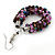 Handmade Glass Bead Oval Drop Earrings In Silver Tone (Purple, Pink, Brown) - 60mm Length - view 4