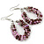 Handmade Glass Bead Oval Drop Earrings In Silver Tone (Purple, Pink, Transparent) - 60mm Length - view 2