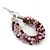 Handmade Glass Bead Oval Drop Earrings In Silver Tone (Purple, Pink, Transparent) - 60mm Length - view 4