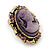 Vintage Oval Shaped Violet/ Pink Diamante Cameo Stud Earring In Antique Gold Plating - 25mm Length - view 4