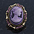 Vintage Oval Shaped Violet/ Pink Diamante Cameo Stud Earring In Antique Gold Plating - 25mm Length - view 3