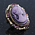 Vintage Oval Shaped Violet/ Pink Diamante Cameo Stud Earring In Antique Gold Plating - 25mm Length - view 7