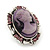 Vintage Oval Shaped Violet/ Pink Diamante Cameo Stud Earring In Silver Plating - 25mm Length - view 5