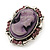 Vintage Oval Shaped Violet/ Pink Diamante Cameo Stud Earring In Silver Plating - 25mm Length - view 4