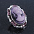 Vintage Oval Shaped Violet/ Pink Diamante Cameo Stud Earring In Silver Plating - 25mm Length - view 6