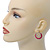 Pink Enamel, Crystal Double Hoop Earrings In Gold Plating - 30mm Length - view 2