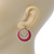 Pink Enamel, Crystal Double Hoop Earrings In Gold Plating - 30mm Length - view 3