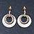 White Enamel, Crystal Double Hoop Earrings In Gold Plating - 30mm Length