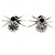 Small Clear/ Black Crystal 'Spider' Stud Earrings In Silver Plating - 12mm Across