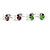 Small Light Green/ Black Crystal 'Spider' Stud Earrings In Silver Plating - 12mm Across - view 5