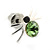 Small Light Green/ Black Crystal 'Spider' Stud Earrings In Silver Plating - 12mm Across - view 3