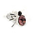 Small Lilac/ Black Crystal 'Spider' Stud Earrings In Silver Plating - 12mm Across - view 3