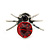 Small Red Crystal 'Spider' Stud Earrings In Silver Plating - 12mm Across - view 2
