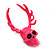Teen Skull and Antlers Stud Earrings in Neon Pink - 3.5cm in Height - view 3