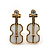 Children's/ Teen's / Kid's Small White Enamel 'Violin' Stud Earrings In Gold Plating - 13mm Length