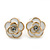 Children's/ Teen's / Kid's Tiny White Enamel 'Rose' Stud Earrings In Gold Plating - 8mm Diameter