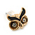Children's/ Teen's / Kid's Small 'Owl' Stud Earrings In Gold Plating - 11mm Width - view 2