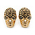 Set Of 2 Children's/ Teen's / Kid's Small 'Skull' Stud Earrings In Gold Plating - 11mm L - view 2