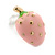 Children's/ Teen's / Kid's Small Baby Pink Enamel 'Strawberry' Stud Earrings In Gold Plating - 13mm Length - view 3