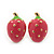 Children's/ Teen's / Kid's Small Pink Enamel 'Strawberry' Stud Earrings In Gold Plating - 13mm Length