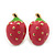 Children's/ Teen's / Kid's Small Pink Enamel 'Strawberry' Stud Earrings In Gold Plating - 13mm Length - view 2