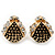 Children's/ Teen's / Kid's Small Black Enamel Crystal 'Ladybug' Stud Earrings In Gold Plating - 10mm Length - view 4