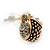 Children's/ Teen's / Kid's Small Black Enamel Crystal 'Ladybug' Stud Earrings In Gold Plating - 10mm Length - view 2