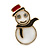 Children's/ Teen's / Kid's Small White, Red Enamel 'Snowman' Stud Earrings In Gold Plating - 15mm Length - view 2