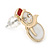 Children's/ Teen's / Kid's Small White, Red Enamel 'Snowman' Stud Earrings In Gold Plating - 15mm Length - view 3