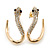 Sleek Diamante 'Snake' Stud Earrings In Gold Plating - 25mm Length - view 2