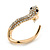 Sleek Diamante 'Snake' Stud Earrings In Gold Plating - 25mm Length - view 4