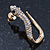 Sleek Diamante 'Snake' Stud Earrings In Gold Plating - 25mm Length - view 5