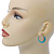 Aqua Enamel, Crystal Double Hoop Earrings In Gold Plating - 30mm Length - view 3