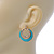 Aqua Enamel, Crystal Double Hoop Earrings In Gold Plating - 30mm Length - view 2