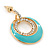 Aqua Enamel, Crystal Double Hoop Earrings In Gold Plating - 30mm Length - view 4