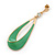 Lawn Green Enamel Teardrop Earrings In Gold Plating - 65mm Length - view 3