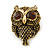 Vintage Inspired 'Owl' Stud Earrings In Antique Gold Plating - 28mm Length - view 4