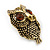 Vintage Inspired 'Owl' Stud Earrings In Antique Gold Plating - 28mm Length - view 5